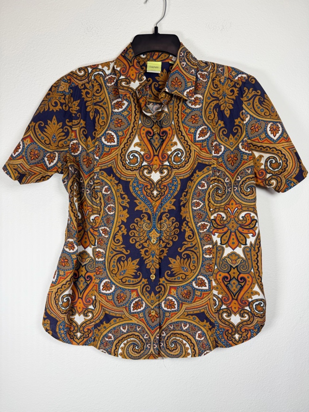 VTG Craig Taylor FIT Grace Corniche Short Sleeve Button Down Shirt Women's Large